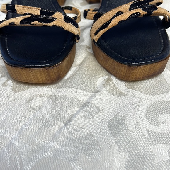 Christian Di Riccio Leopard Cheetah Strappy Platform Heeled Sandals Clog - Picture 3 of 15